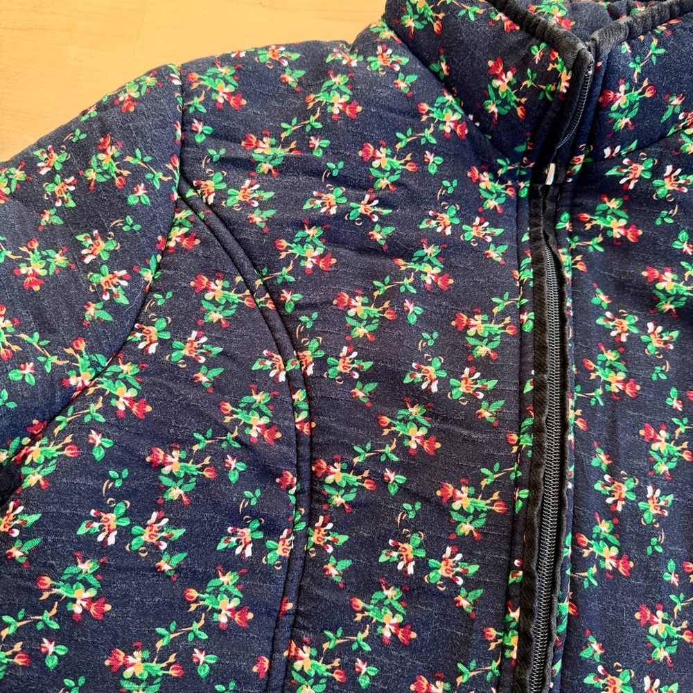 Tian Run Grandma Core Floral Quilted Mandarin Short Sleeve Jacket Puffer Vest -M - Picture 8 of 10